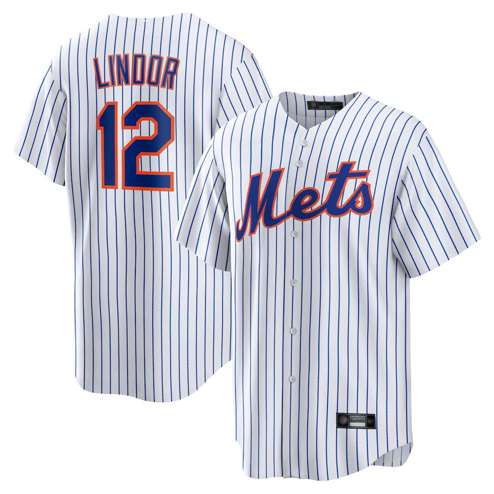 Kooe NY.Mets #12 Francisco Lindor Player White Home Game Stitched Jerseys