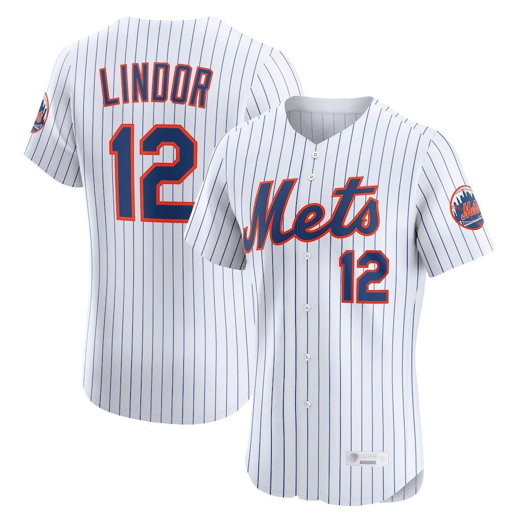 Kooe NY.Mets #12 Francisco Lindor Player White Home Limited Elite Stitched Jerseys