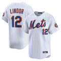 Kooe NY.Mets #12 Francisco Lindor Player White Home Limited Stitched Jerseys