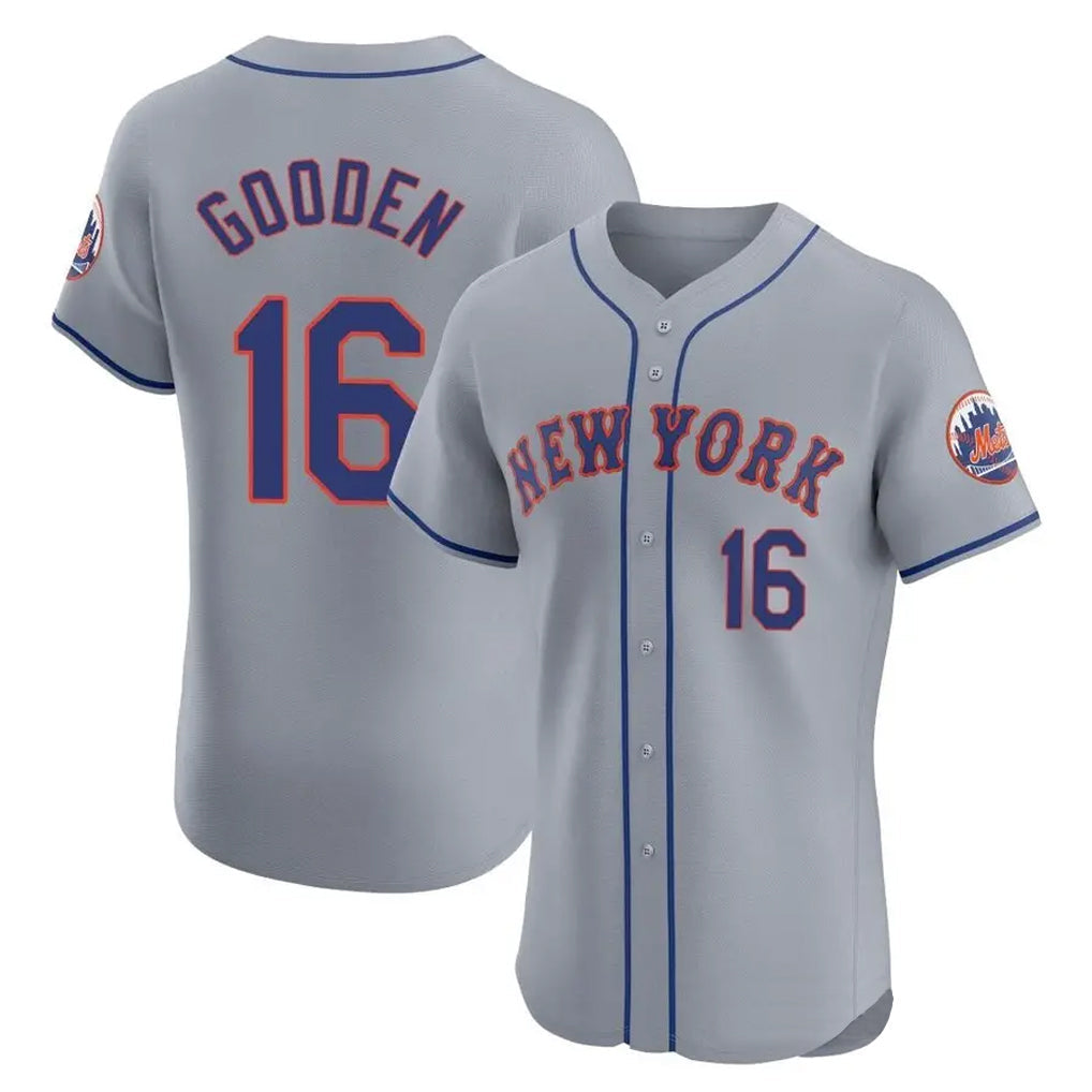 Kooe NY.Mets #16 Dwight Gooden Player Gray Road Limited Elite Home Stitched Jerseys