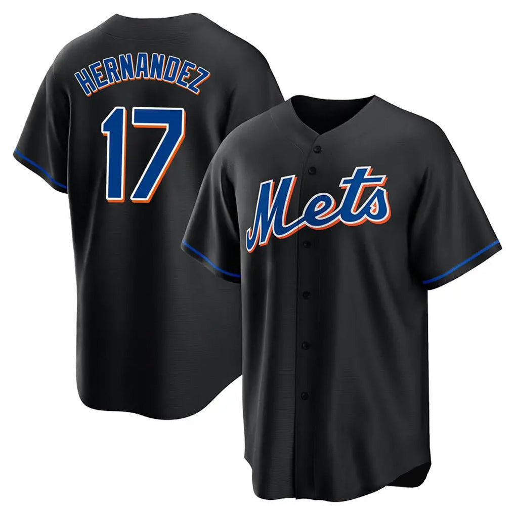 Kooe NY.Mets #17 Keith Hernandez Player Black Replica Home Game Stitched Jerseys