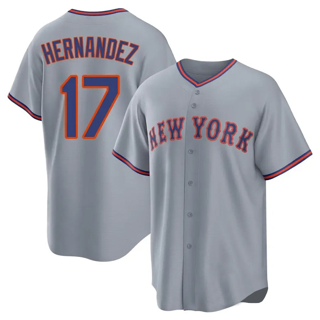 Kooe NY.Mets #17 Keith Hernandez Player Gray Road Home Game Stitched Jerseys