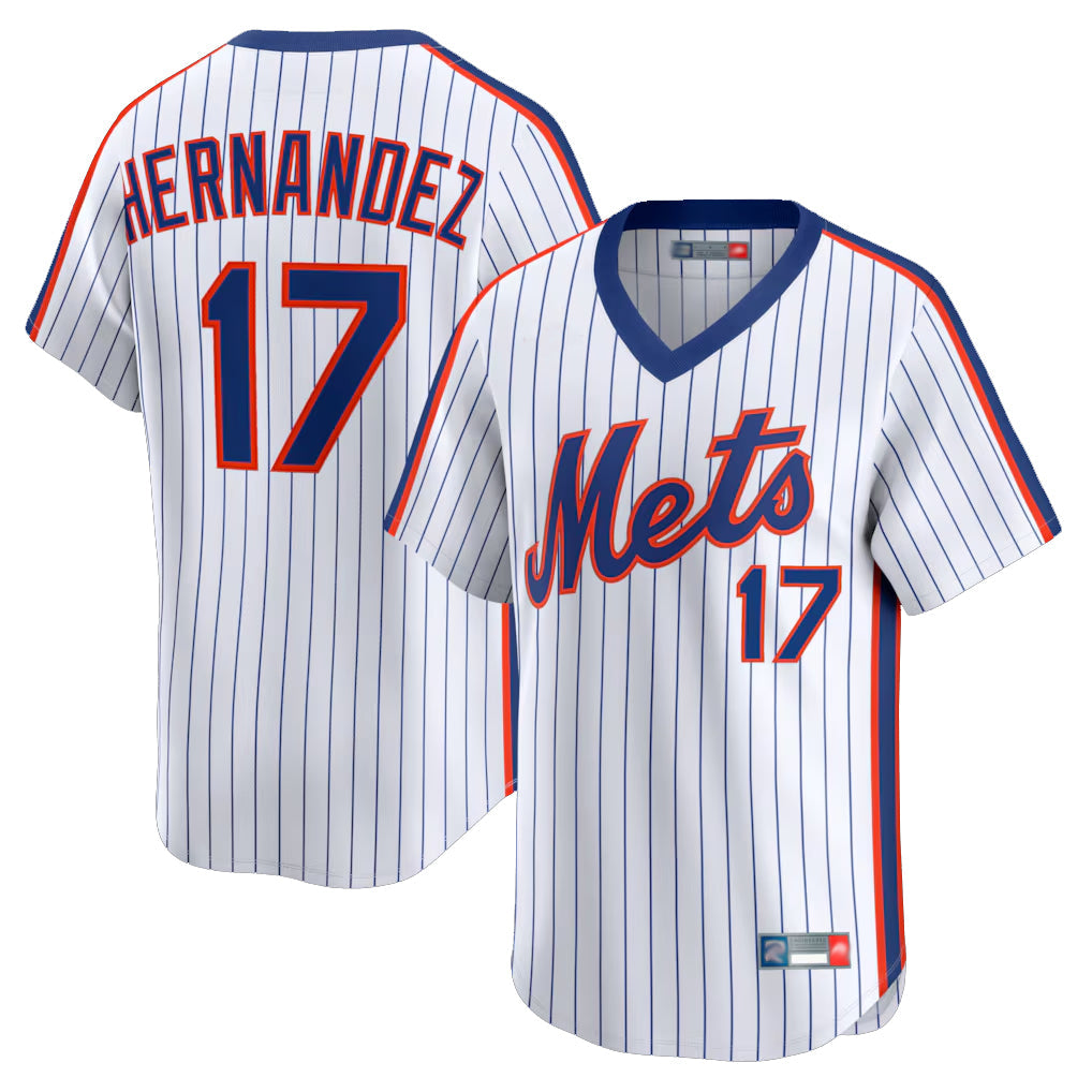 Kooe NY.Mets #17 Keith Hernandez Player White Cooperstown Collection T-shirt Game Stitched Jerseys