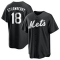 Kooe NY.Mets #18 Darryl Strawberry Player Black Home Game Stitched Jerseys