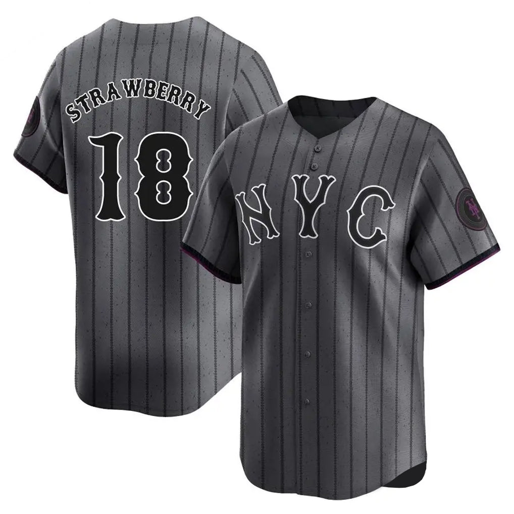 Kooe NY.Mets #18 Darryl Strawberry Player Gray City Connect Limited Stitched Jerseys