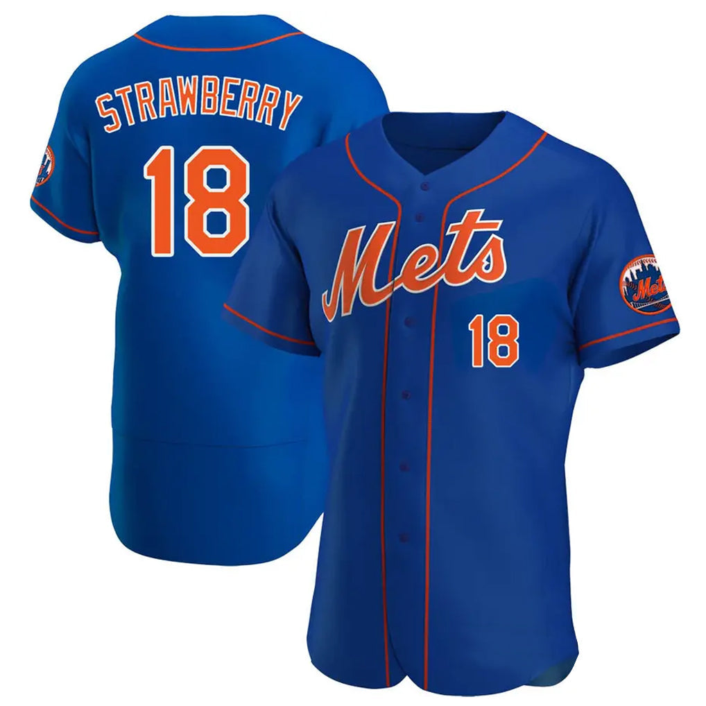 Kooe NY.Mets #18 Darryl Strawberry Player Royal Limited Elite Home Stitched Jerseys