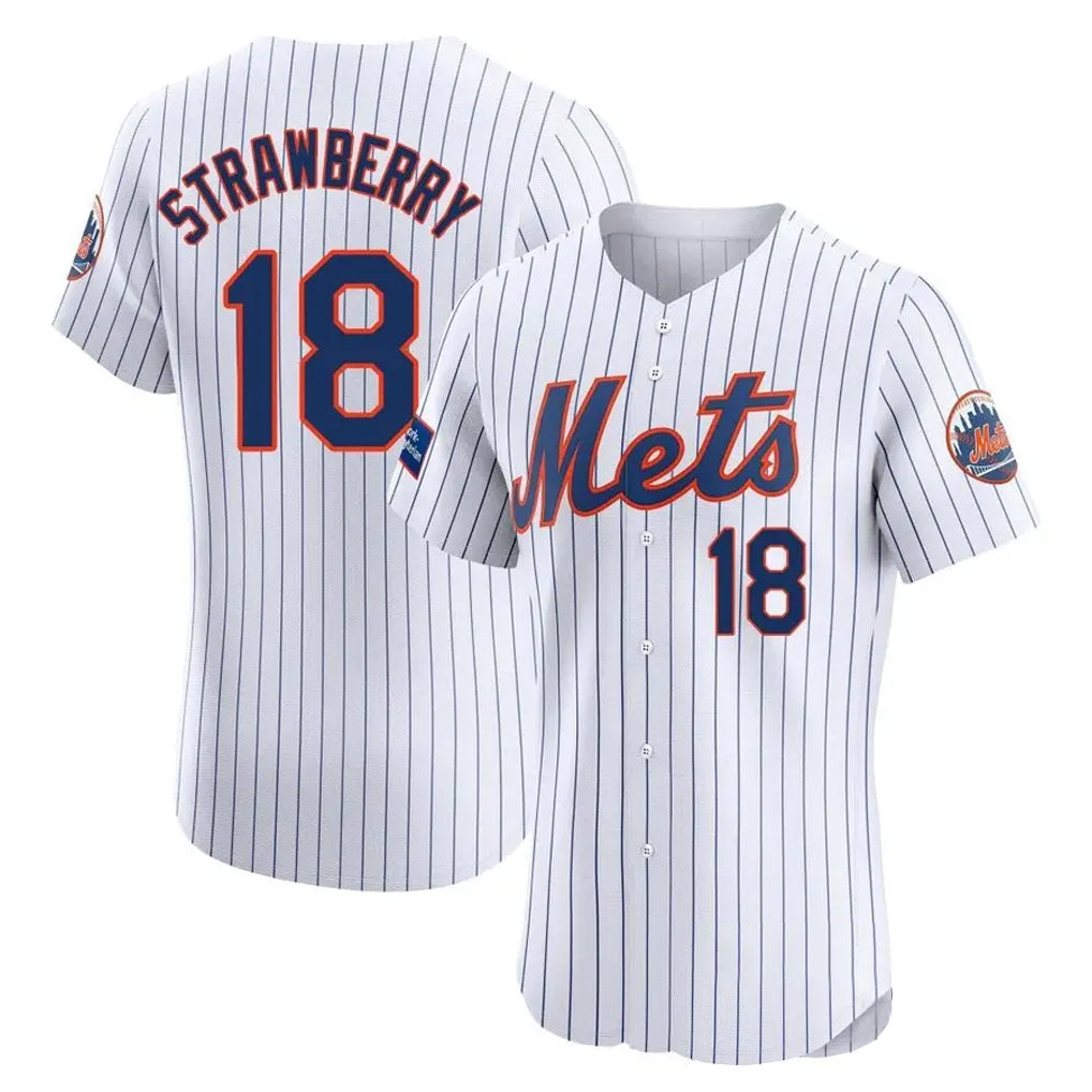 Kooe NY.Mets #18 Darryl Strawberry Player White Home Limited Elite Stitched Jerseys