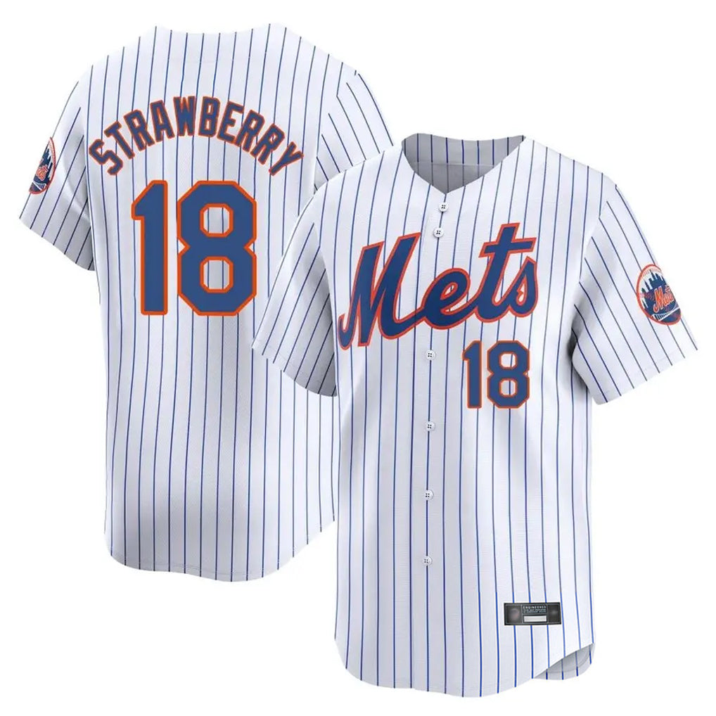 Kooe NY.Mets #18 Darryl Strawberry Player White Home Limited Stitched Jerseys