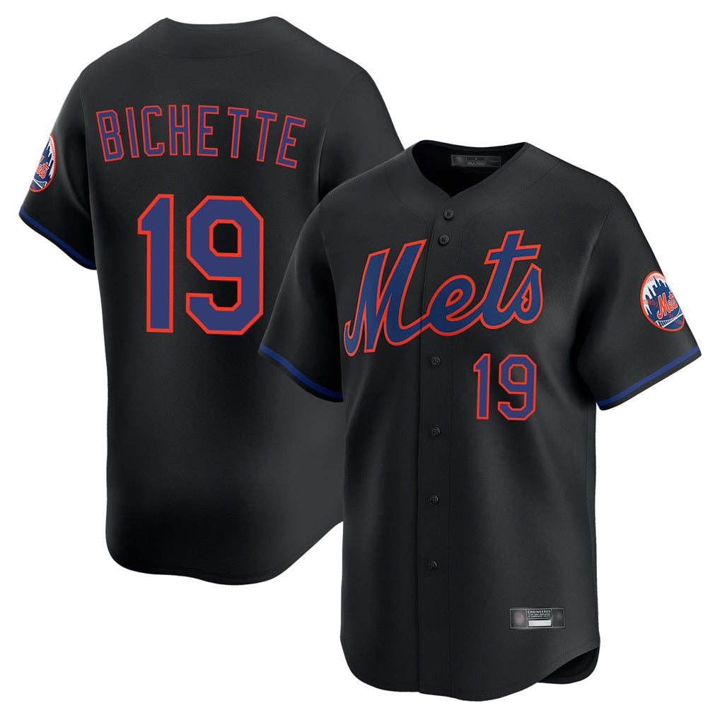 Kooe NY.Mets #19 Bo Bichette Player Black Alternate Home Limited Stitched Jerseys