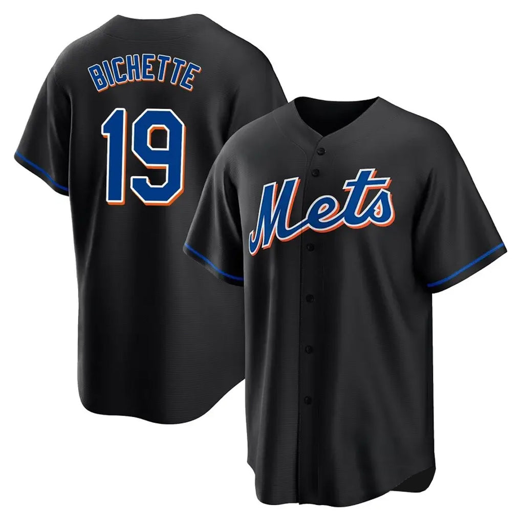 Kooe NY.Mets #19 Bo Bichette Player Black Replica Home Game Stitched Jerseys