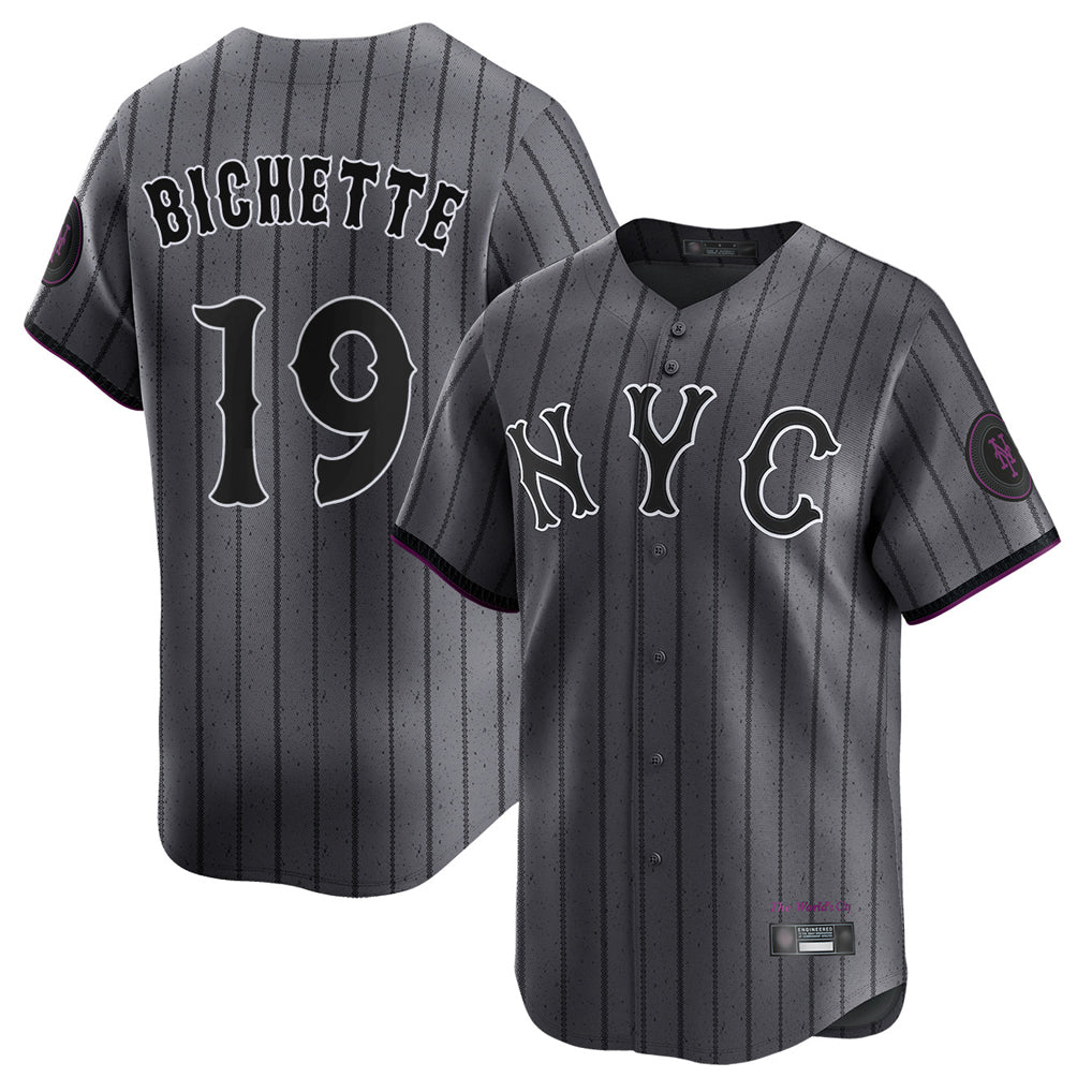 Kooe NY.Mets #19 Bo Bichette Player Gray City Connect Limited Stitched Jerseys