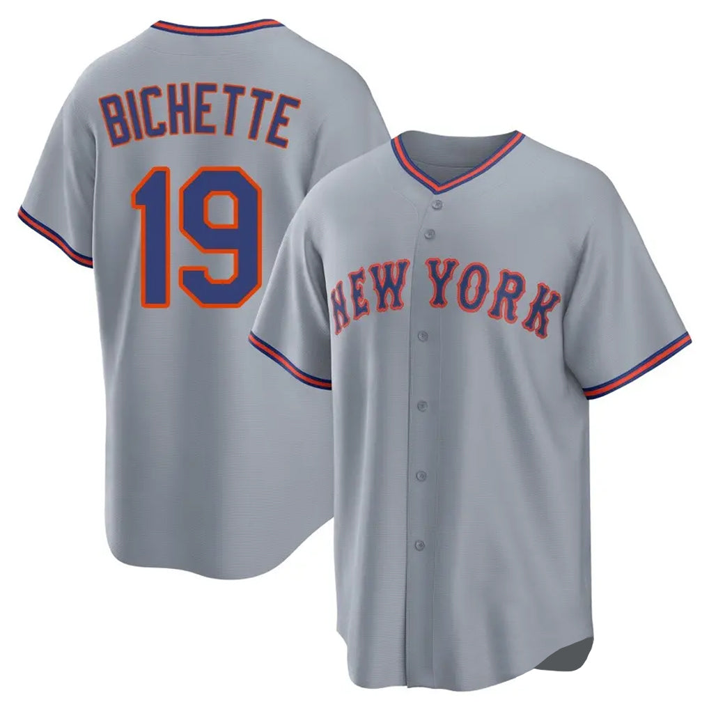 Kooe NY.Mets #19 Bo Bichette Player Gray Road Home Game Stitched Jerseys