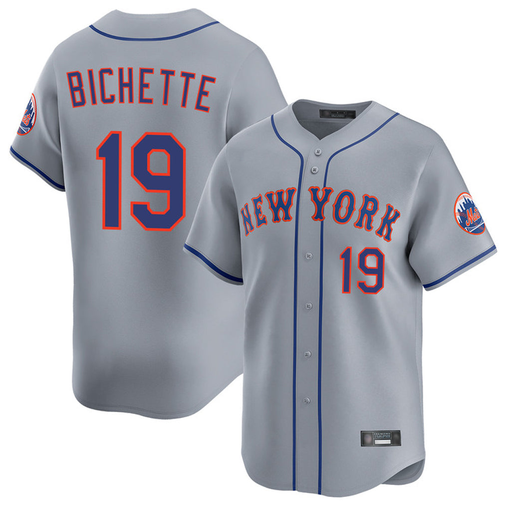 Kooe NY.Mets #19 Bo Bichette Player Gray Road Limited Home Stitched Jerseys