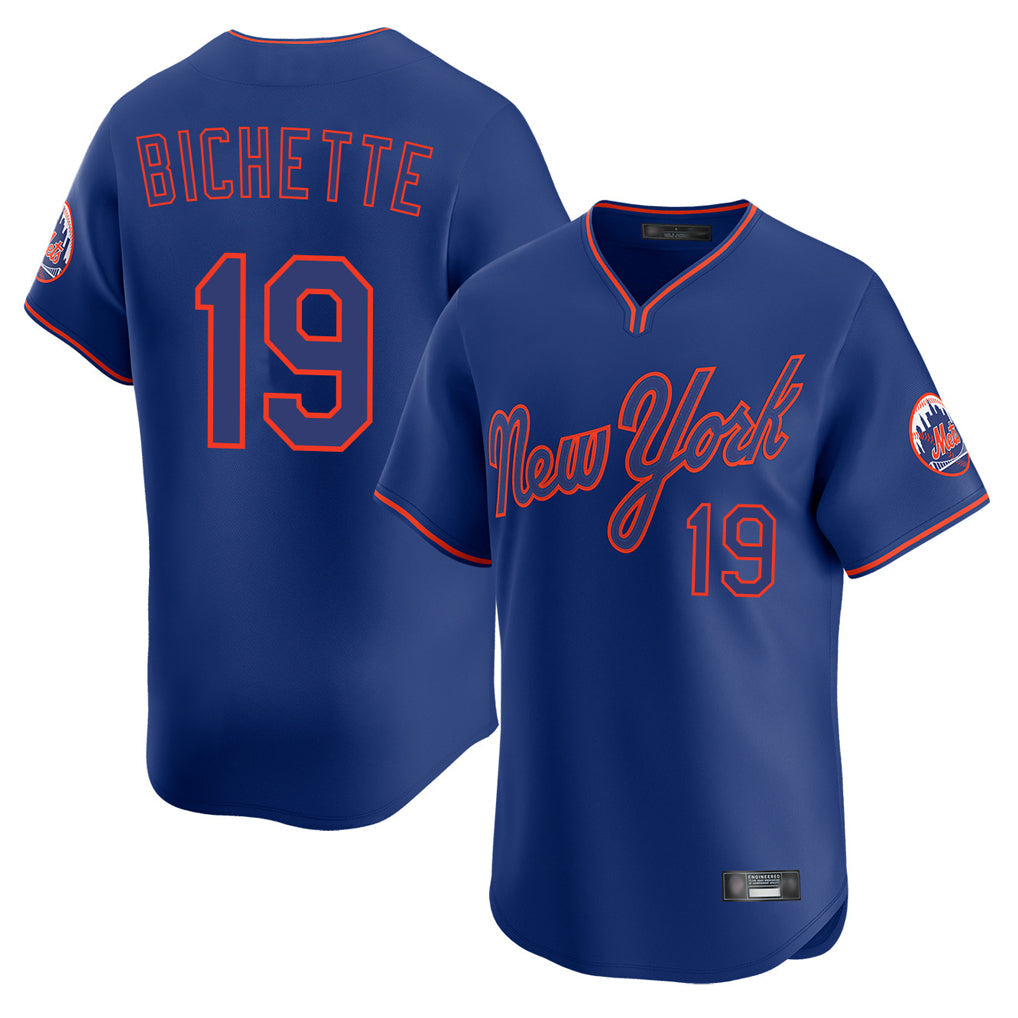 Kooe NY.Mets #19 Bo Bichette Player Royal T-shirt Home Limited Elite Stitched Jerseys