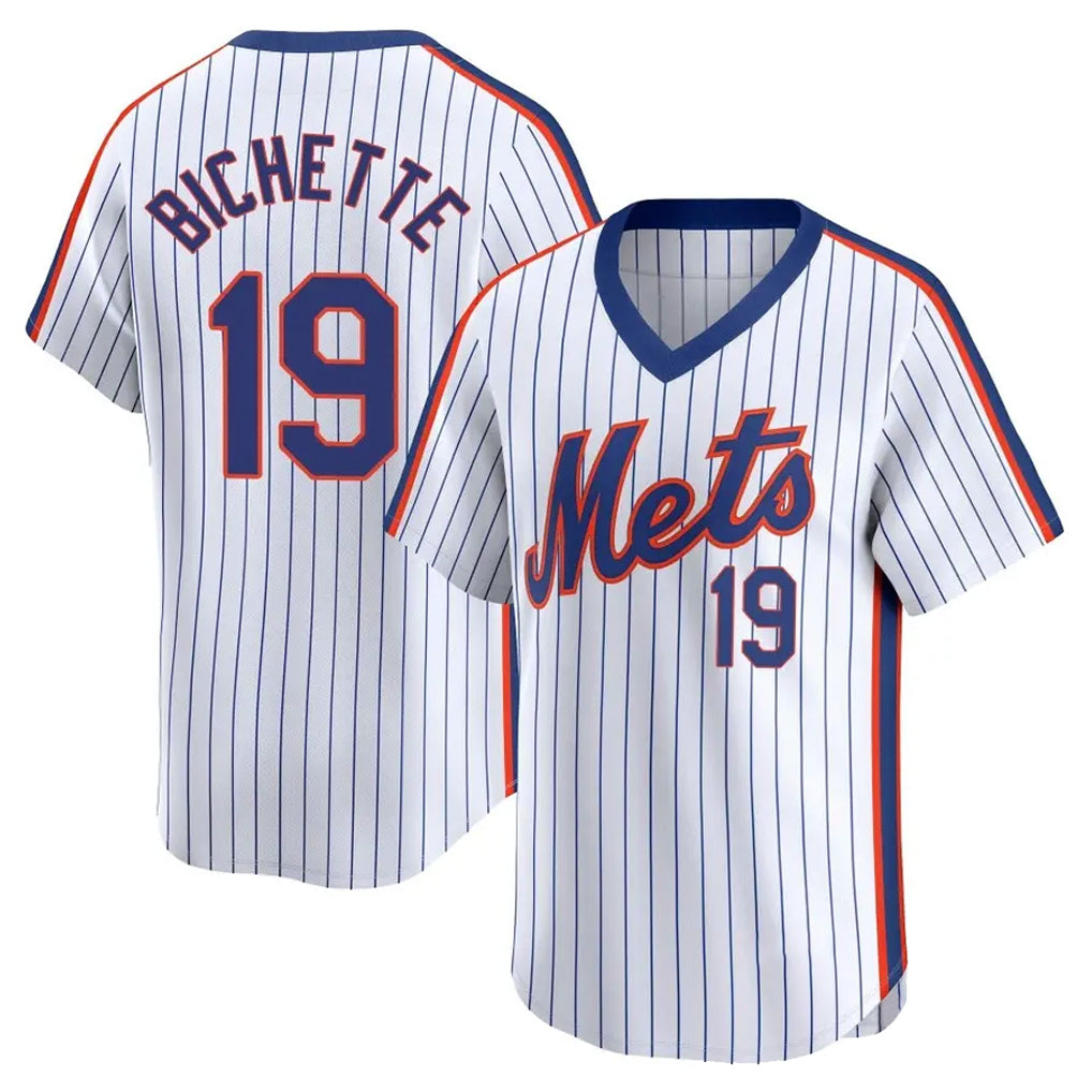 Kooe NY.Mets #19 Bo Bichette Player White Cooperstown Collection T-shirt Game Stitched Jerseys