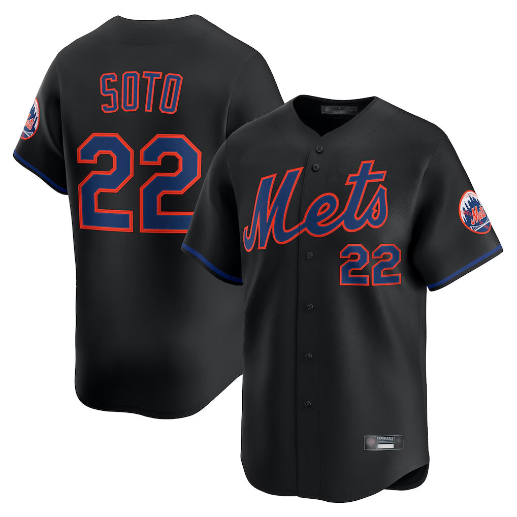 Kooe NY.Mets #22 Juan Soto Player Black Alternate Home Limited Stitched Jerseys