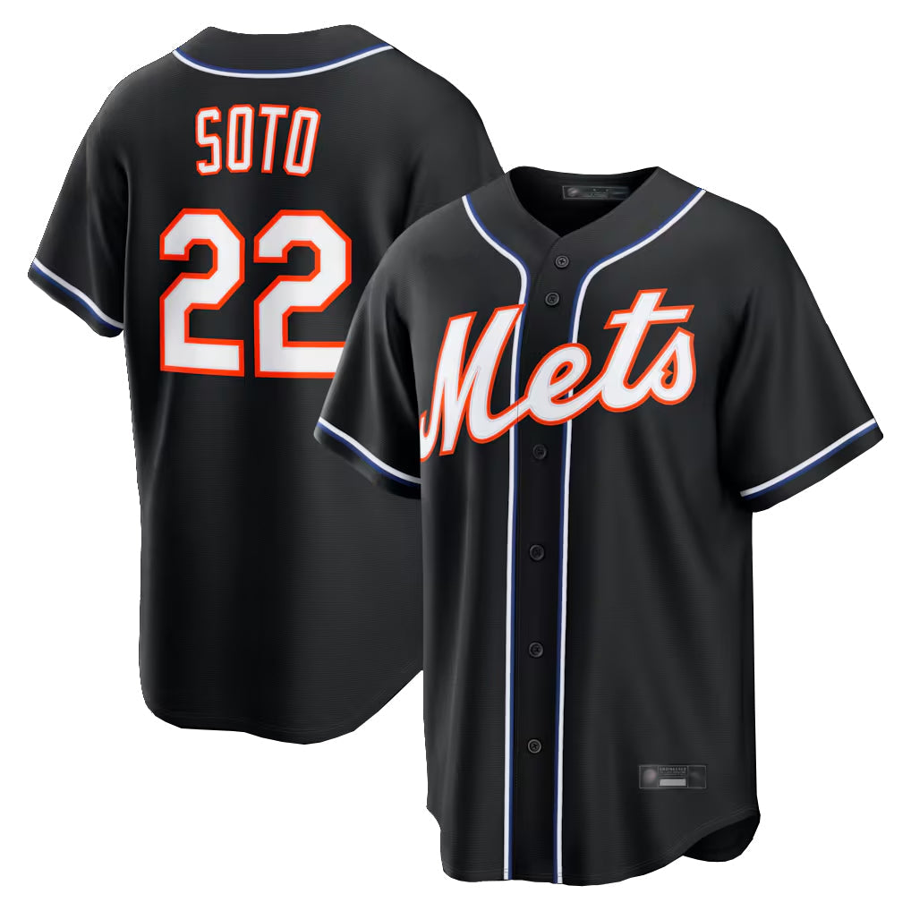 Kooe NY.Mets #22 Juan Soto Player Black Fashion Out Game Stitched Jerseys