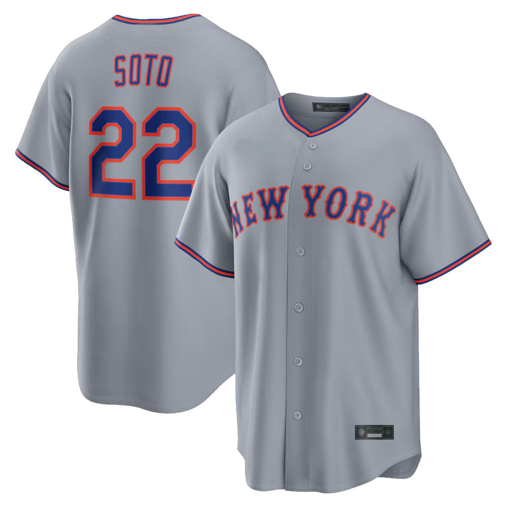 Kooe NY.Mets #22 Juan Soto Player Gray Road Home Game Stitched Jerseys