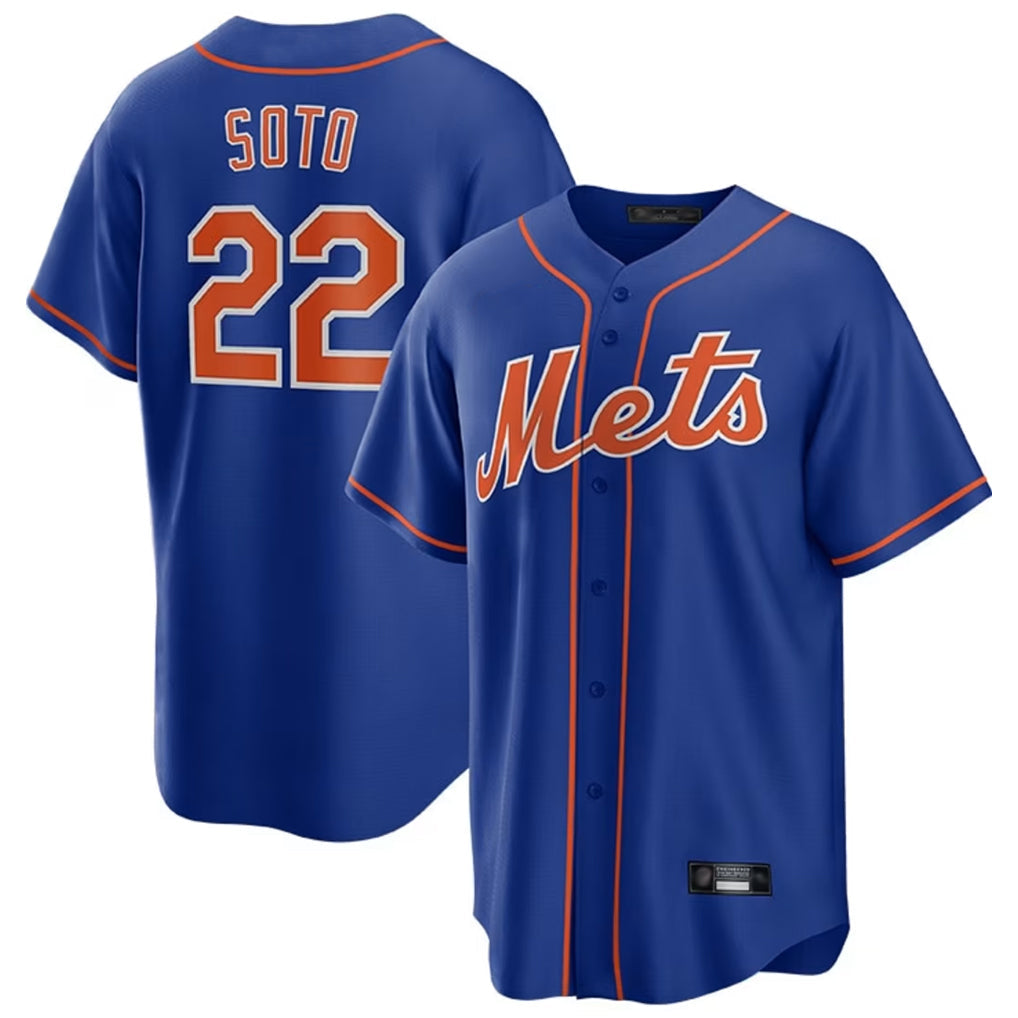 Kooe NY.Mets #22 Juan Soto Player Royal Home Game Stitched Jerseys