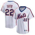 Kooe NY.Mets #22 Juan Soto Player White Cooperstown Collection T-shirt Game Stitched Jerseys