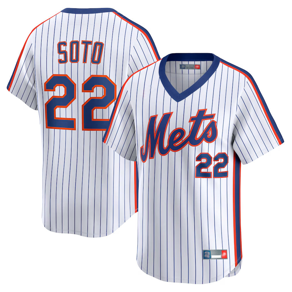 Kooe NY.Mets #22 Juan Soto Player White Cooperstown Collection T-shirt Game Stitched Jerseys