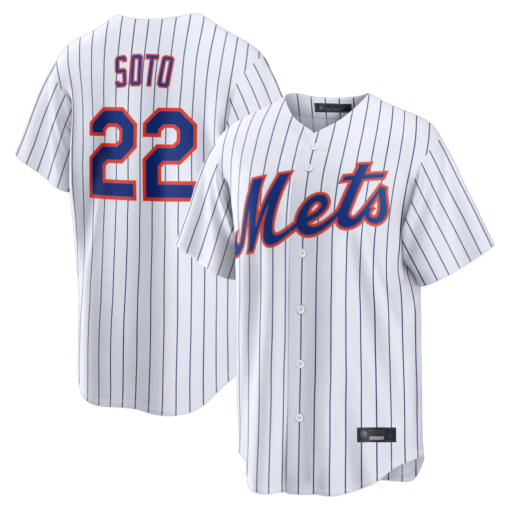 Kooe NY.Mets #22 Juan Soto Player White Home Replica Stitched Jerseys