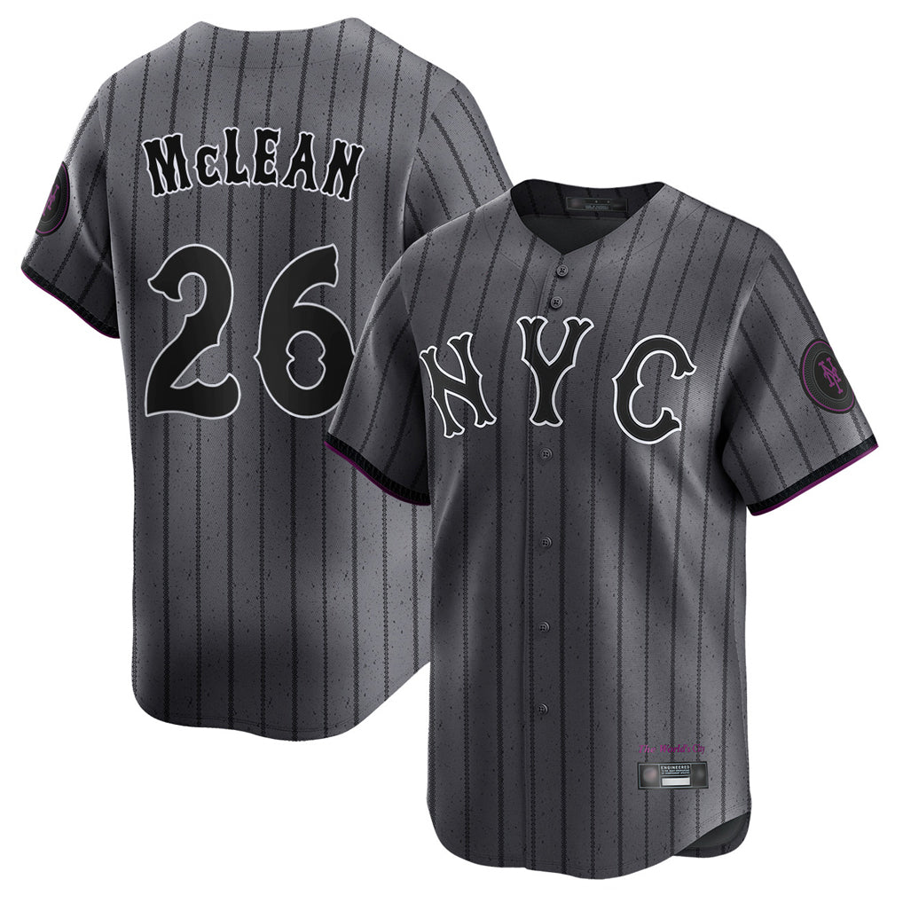 Kooe NY.Mets #26 Nolan McLean Player Gray City Connect Limited Stitched Jerseys