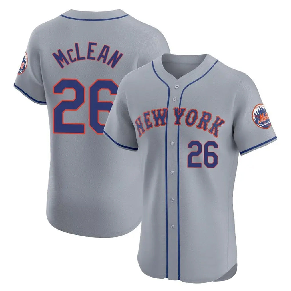 Kooe NY.Mets #26 Nolan McLean Player Gray Road Limited Elite Home Stitched Jerseys