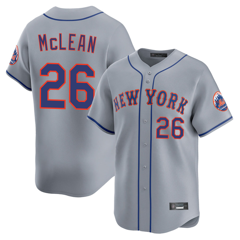 Kooe NY.Mets #26 Nolan McLean Player Gray Road Limited Home Stitched Jerseys
