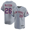 Kooe NY.Mets #26 Nolan McLean Player Gray Road Limited Home Stitched Jerseys