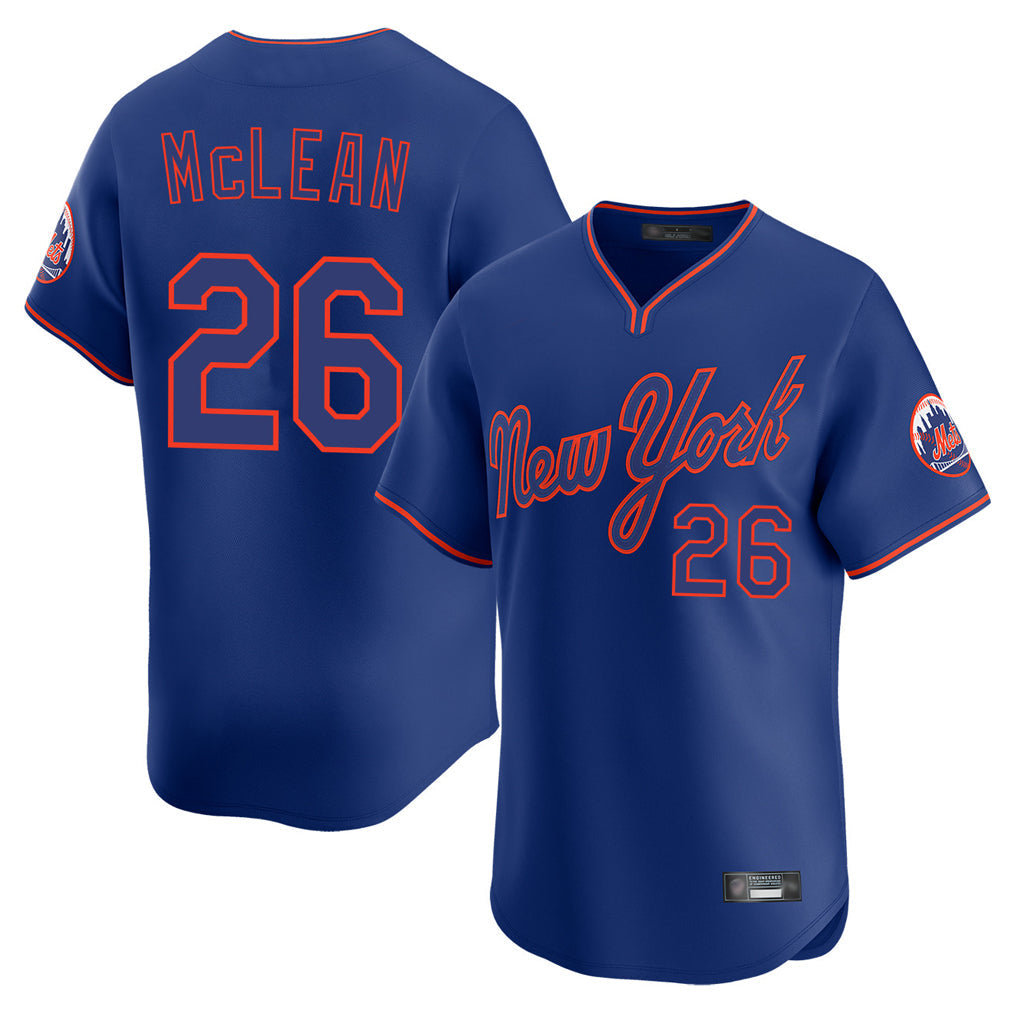 Kooe NY.Mets #26 Nolan McLean Player Royal T-shirt Home Limited Elite Stitched Jerseys
