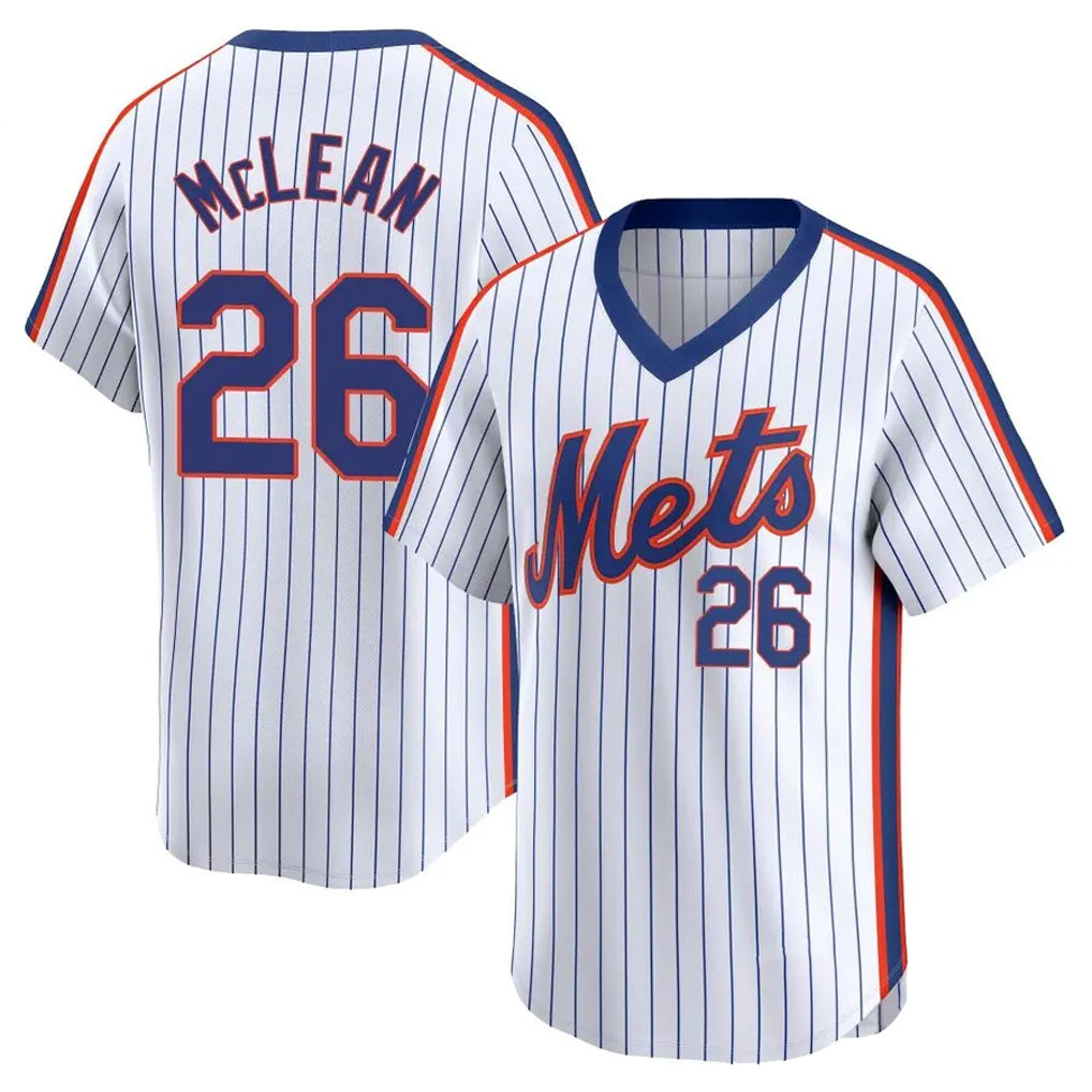 Kooe NY.Mets #26 Nolan McLean Player White Cooperstown Collection T-shirt Game Stitched Jerseys