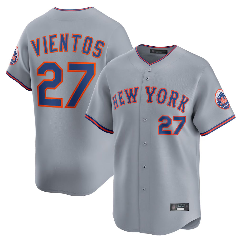 Kooe NY.Mets #27 Mark Vientos Player Gray Road Limited Home Stitched Jerseys