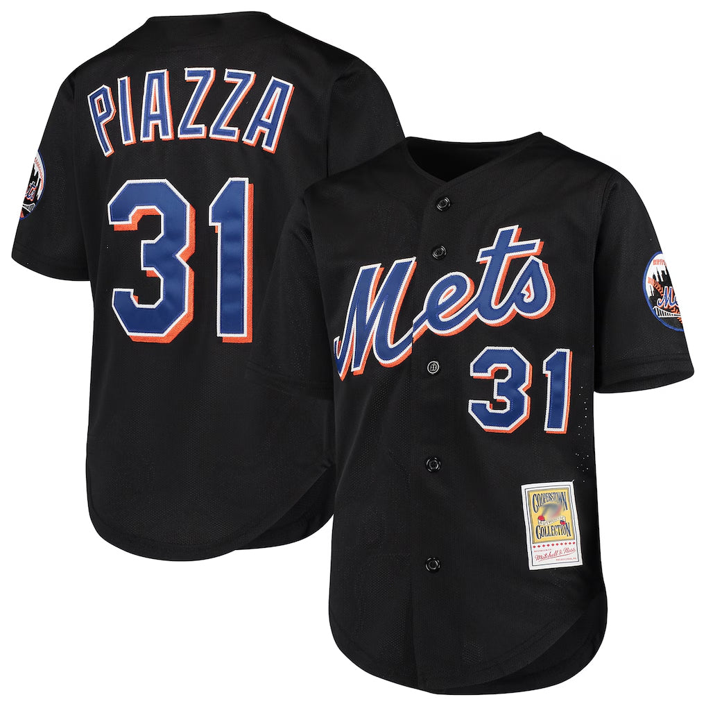 Kooe NY.Mets #31 Mike Piazza Player Black Mitchell & Ness Cooperstown Collection Home Limited Stitched Jerseys