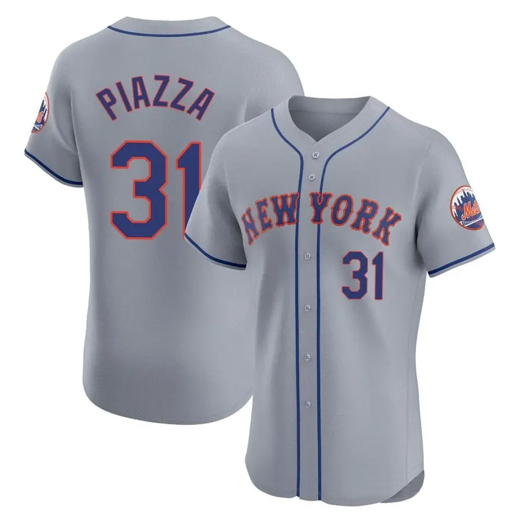 Kooe NY.Mets #31 Mike Piazza Player Gray Road Limited Elite Home Stitched Jerseys