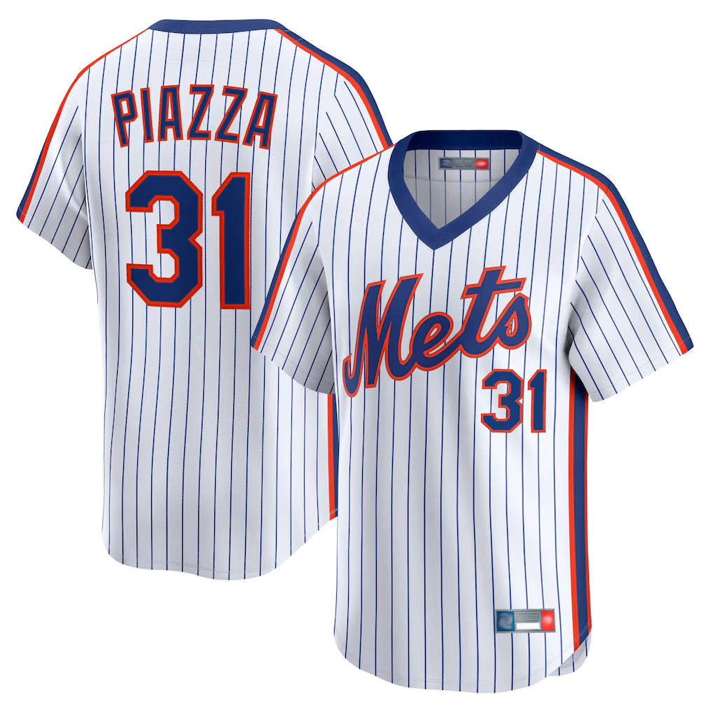Kooe NY.Mets #31 Mike Piazza Player White Cooperstown Collection T-shirt Game Stitched Jerseys