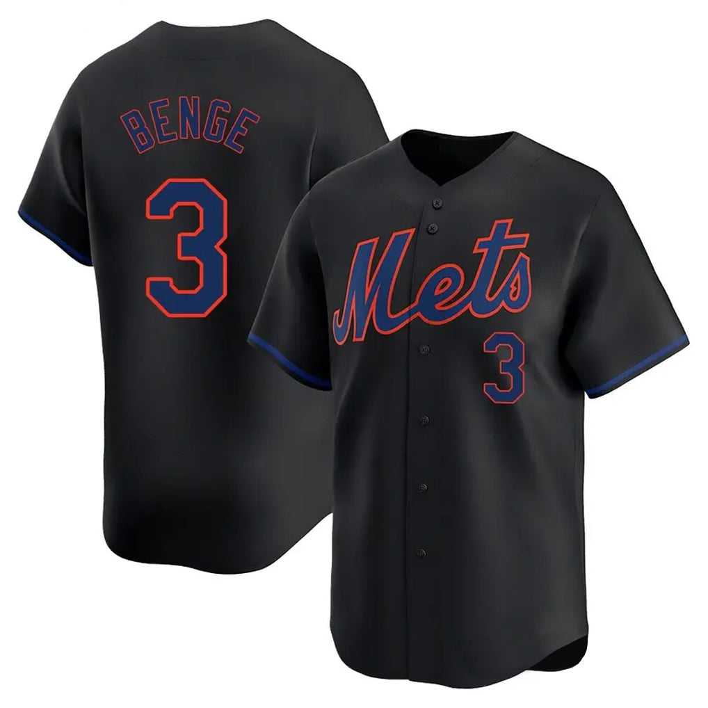 Kooe NY.Mets #3 Carson Benge Player Black Alternate Home Limited Stitched Jerseys