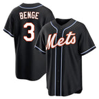Kooe NY.Mets #3 Carson Benge Player Black Fashion Out Game Stitched Jerseys
