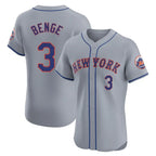 Kooe NY.Mets #3 Carson Benge Player Gray Road Limited Elite Home Stitched Jerseys