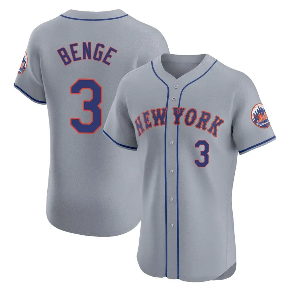 Kooe NY.Mets #3 Carson Benge Player Gray Road Limited Elite Home Stitched Jerseys