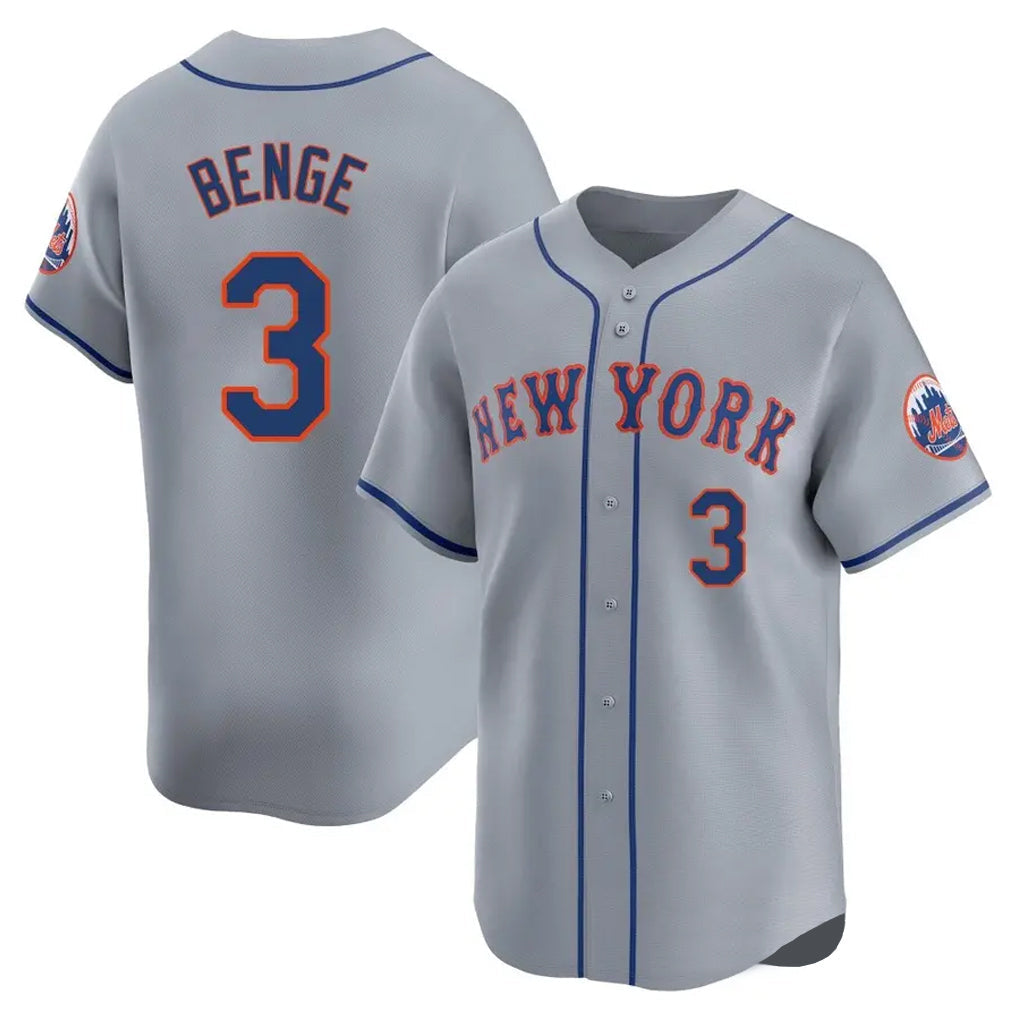 Kooe NY.Mets #3 Carson Benge Player Gray Road Limited Home Stitched Jerseys