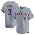 Kooe NY.Mets #3 Carson Benge Player Gray Road Limited Home Stitched Jerseys