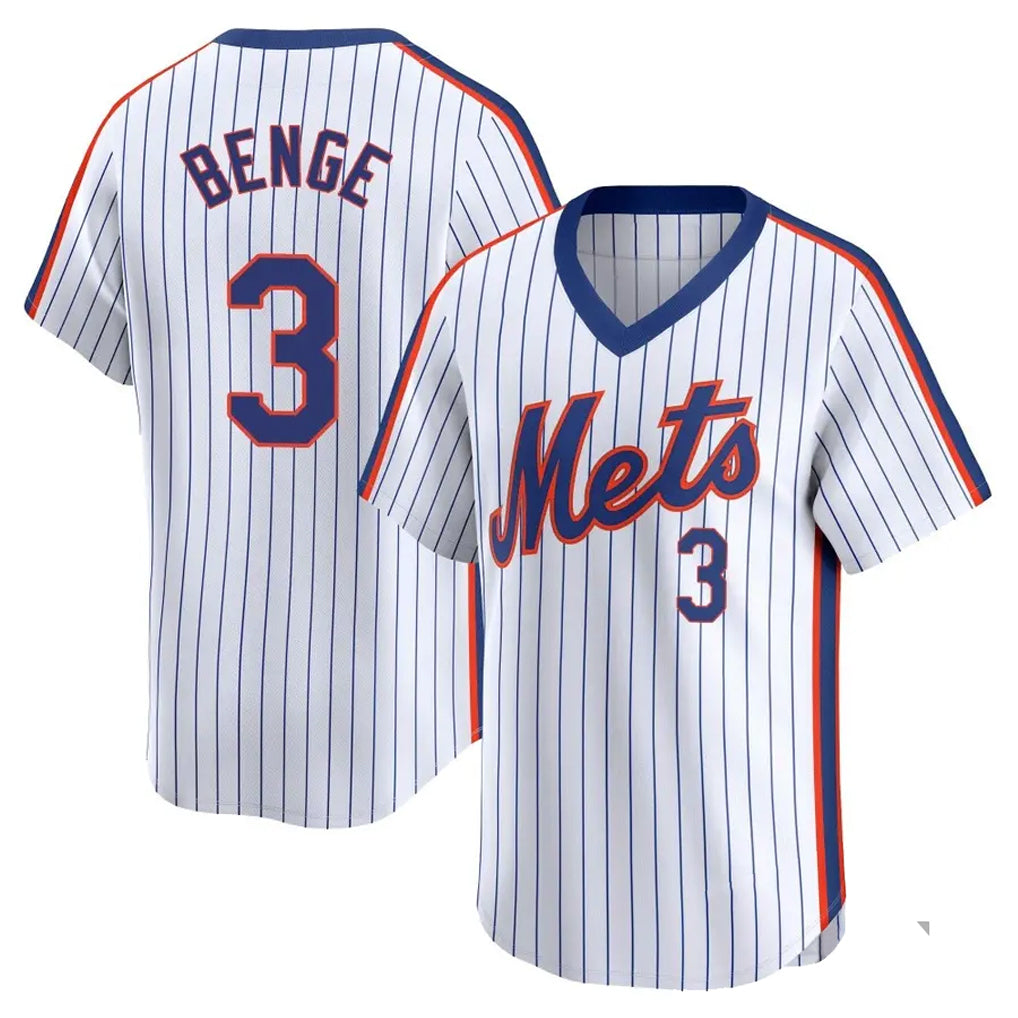 Kooe NY.Mets #3 Carson Benge Player White Cooperstown Collection T-shirt Game Stitched Jerseys