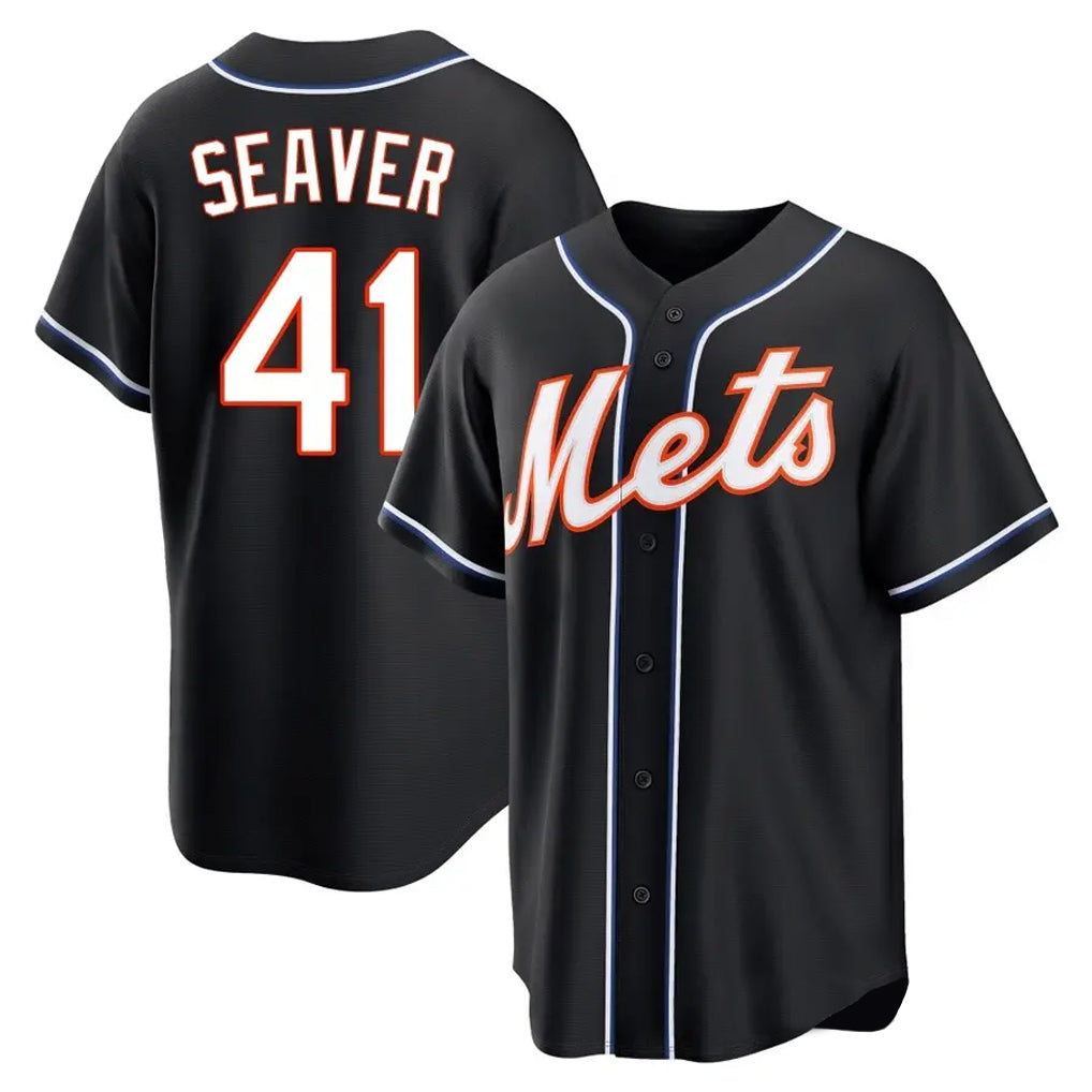 Kooe NY.Mets #41 Tom Seaver Player Black Fashion Out Game Stitched Jerseys