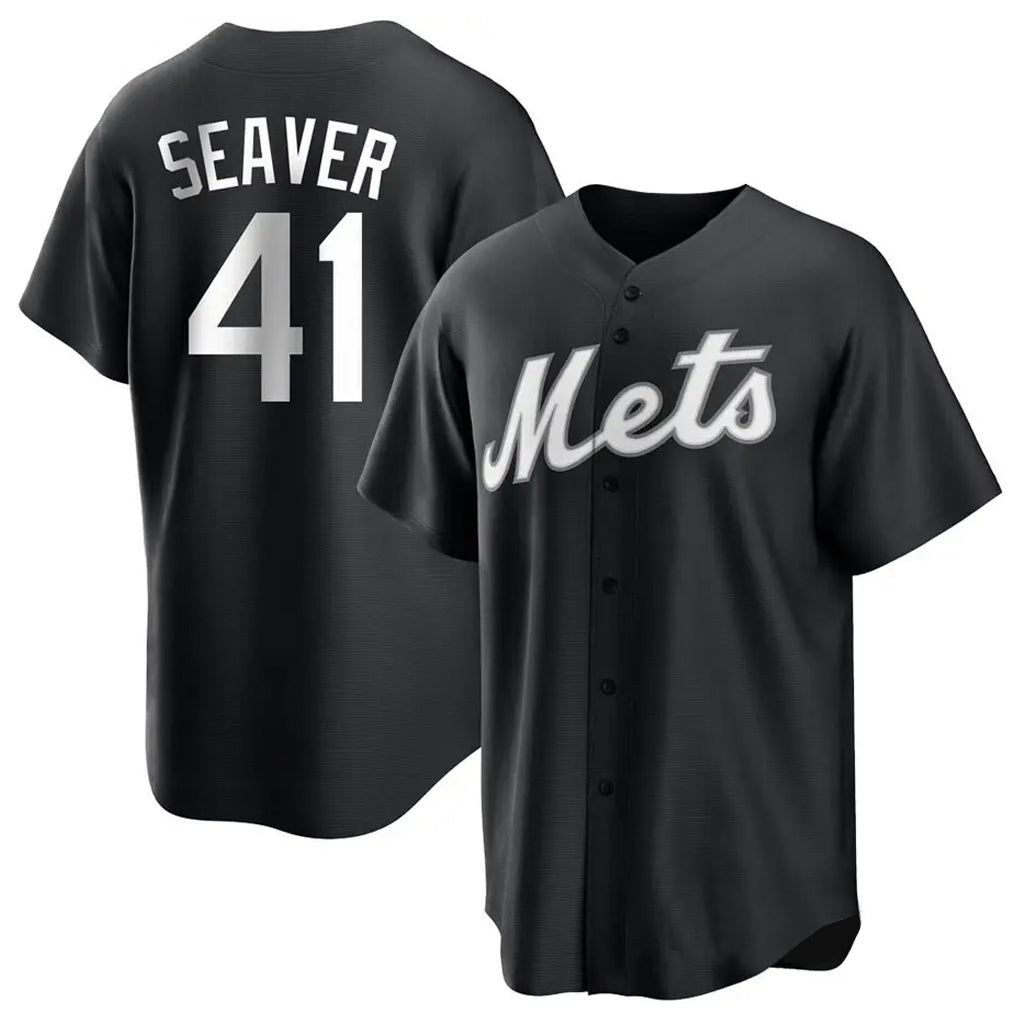 Kooe NY.Mets #41 Tom Seaver Player Black Home Game Stitched Jerseys