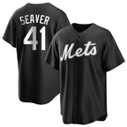 Kooe NY.Mets #41 Tom Seaver Player Black Home Game Stitched Jerseys
