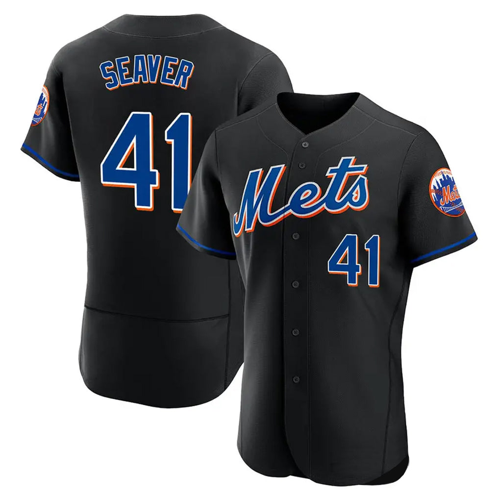 Kooe NY.Mets #41 Tom Seaver Player Black Replica Home Limited Elite Stitched Jerseys