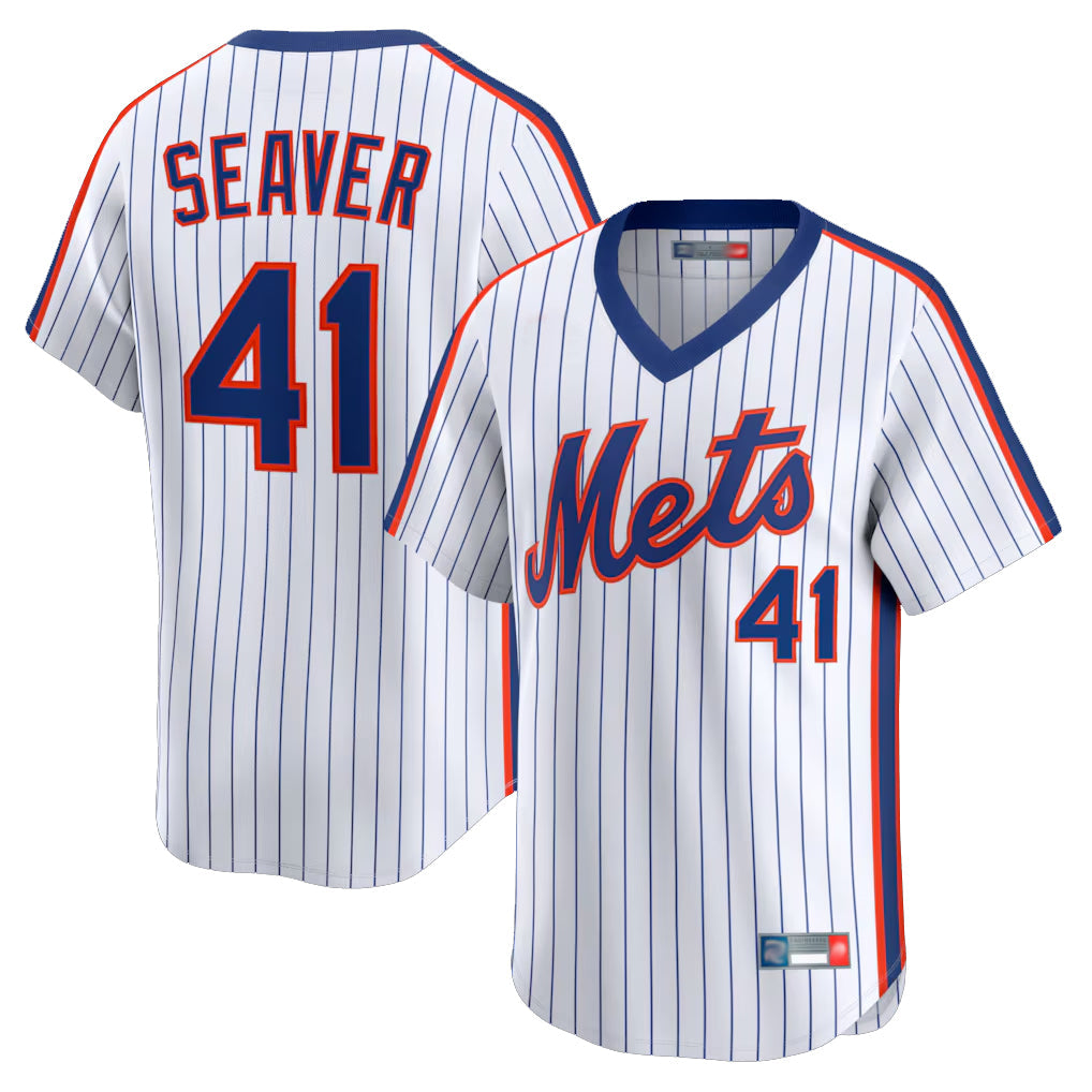 Kooe NY.Mets #41 Tom Seaver Player White Cooperstown Collection T-shirt Game Stitched Jerseys