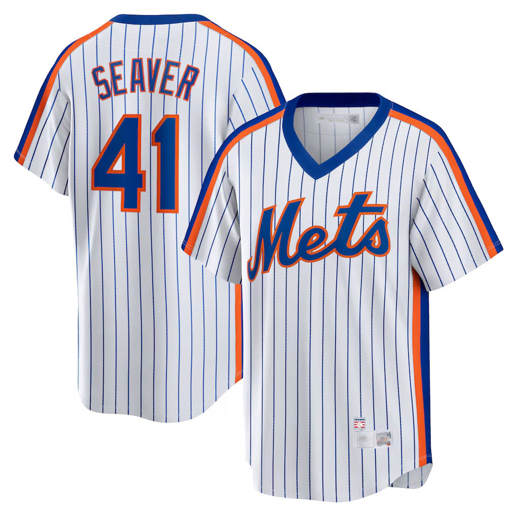 Kooe NY.Mets #41 Tom Seaver Player White Cooperstown Collection T-shirt Home Stitched Jerseys