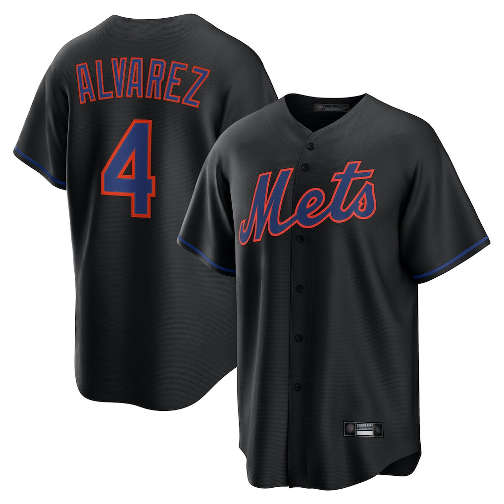 Kooe NY.Mets #4 Francisco Alvarez Player Black Alternate Home Game Stitched Jerseys